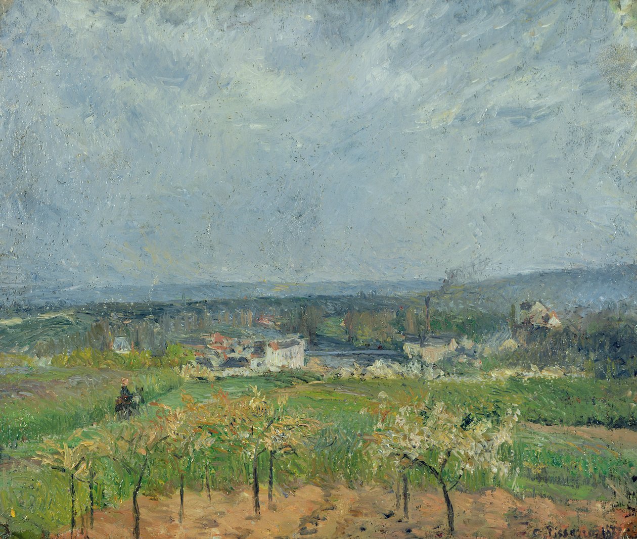 Maisema Pontoisessa, 1877 tekijältä Camille Jacob Pissarro