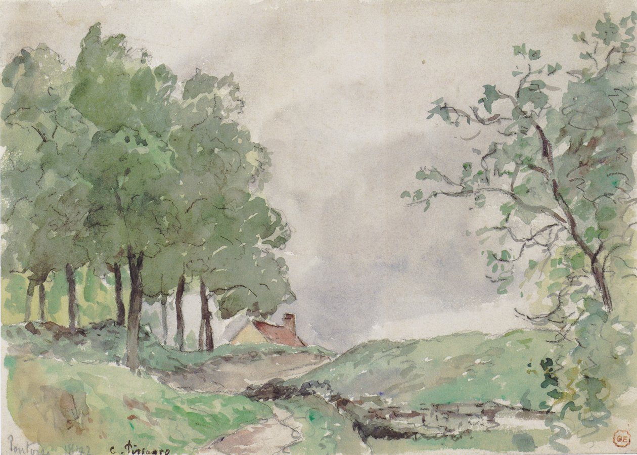 Maisema lähellä Pontoise tekijältä Camille Jacob Pissarro