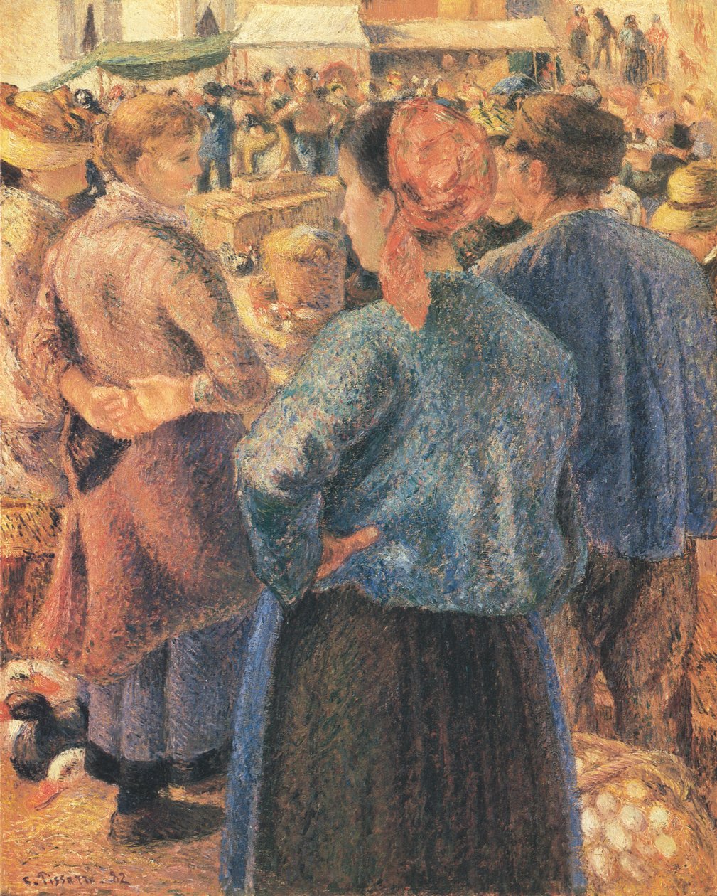 Le Marché à la volaille, Pontoise tekijältä Camille Jacob Pissarro
