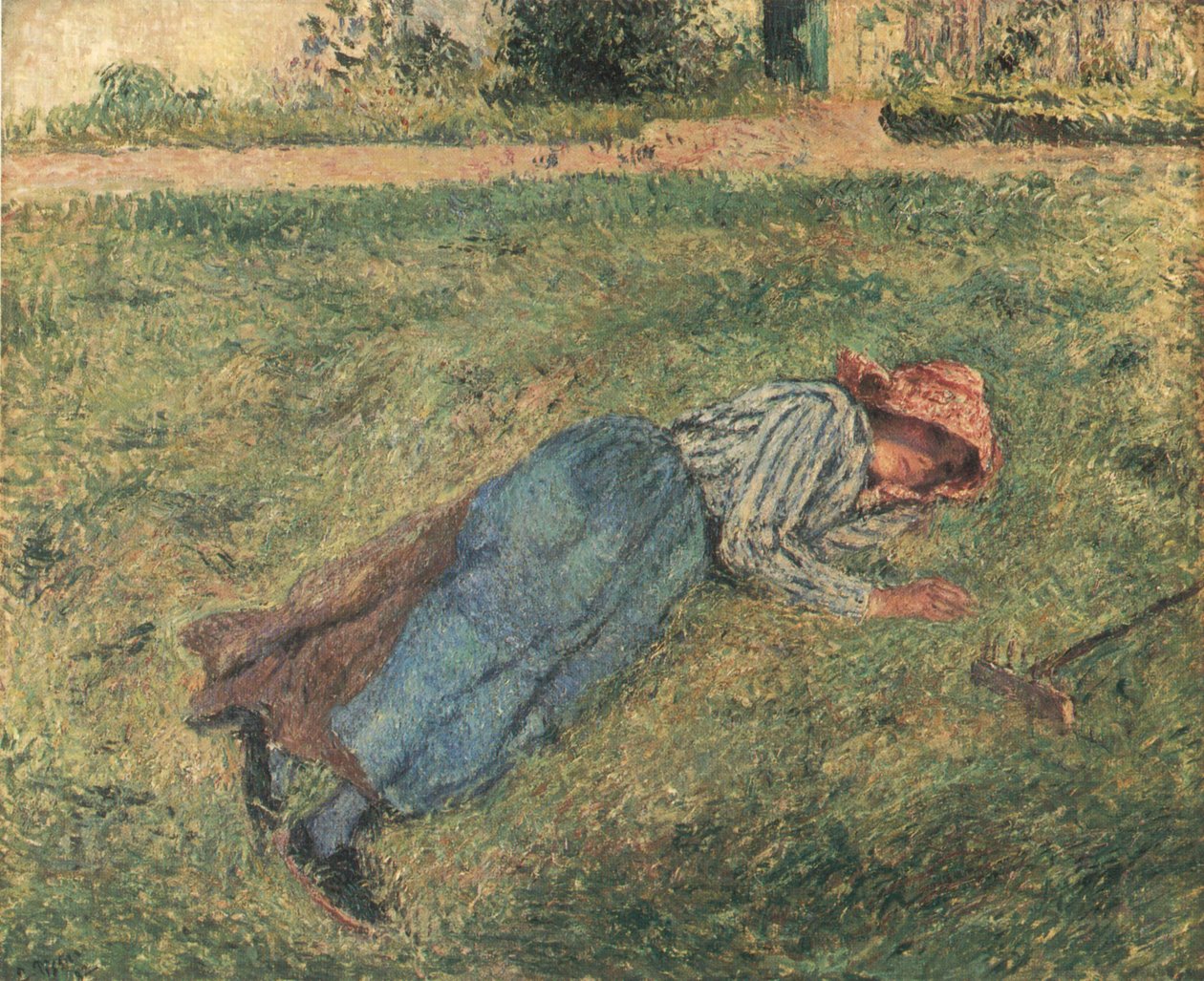 Le Repos, payanne couchée dans l´herbe, Pontoise tekijältä Camille Jacob Pissarro