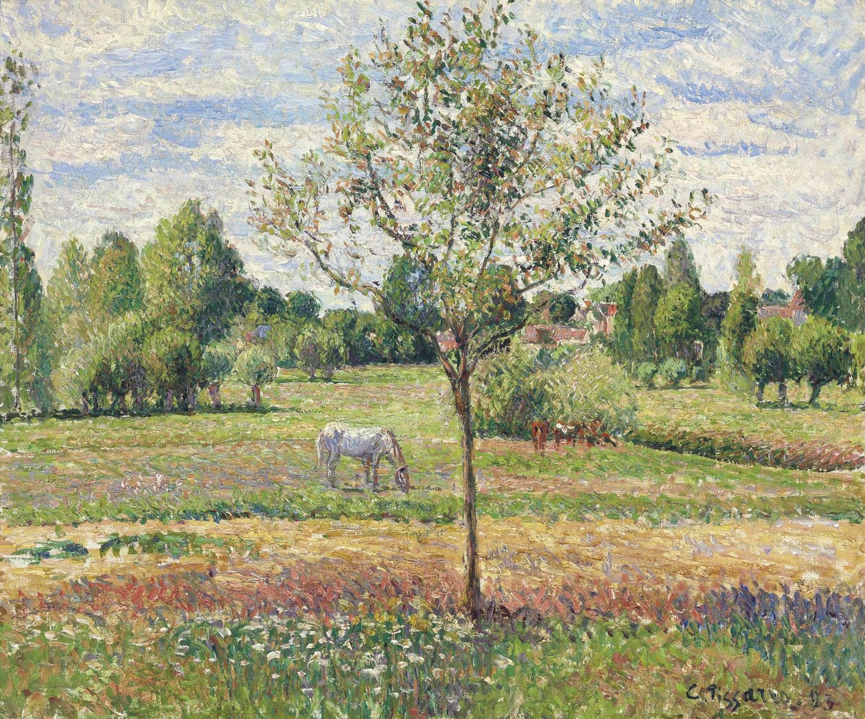 Le pré avec cheval gris, Eragny tekijältä Camille Jacob Pissarro