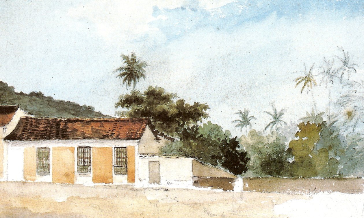 Paisaje con casas de tejas rojas tekijältä Camille Jacob Pissarro