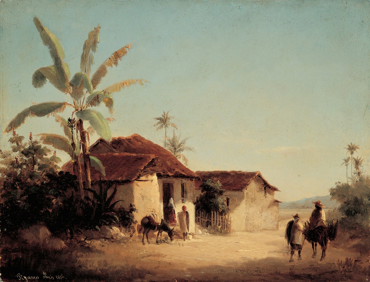 Paysage avec masures et palmiers tekijältä Camille Jacob Pissarro