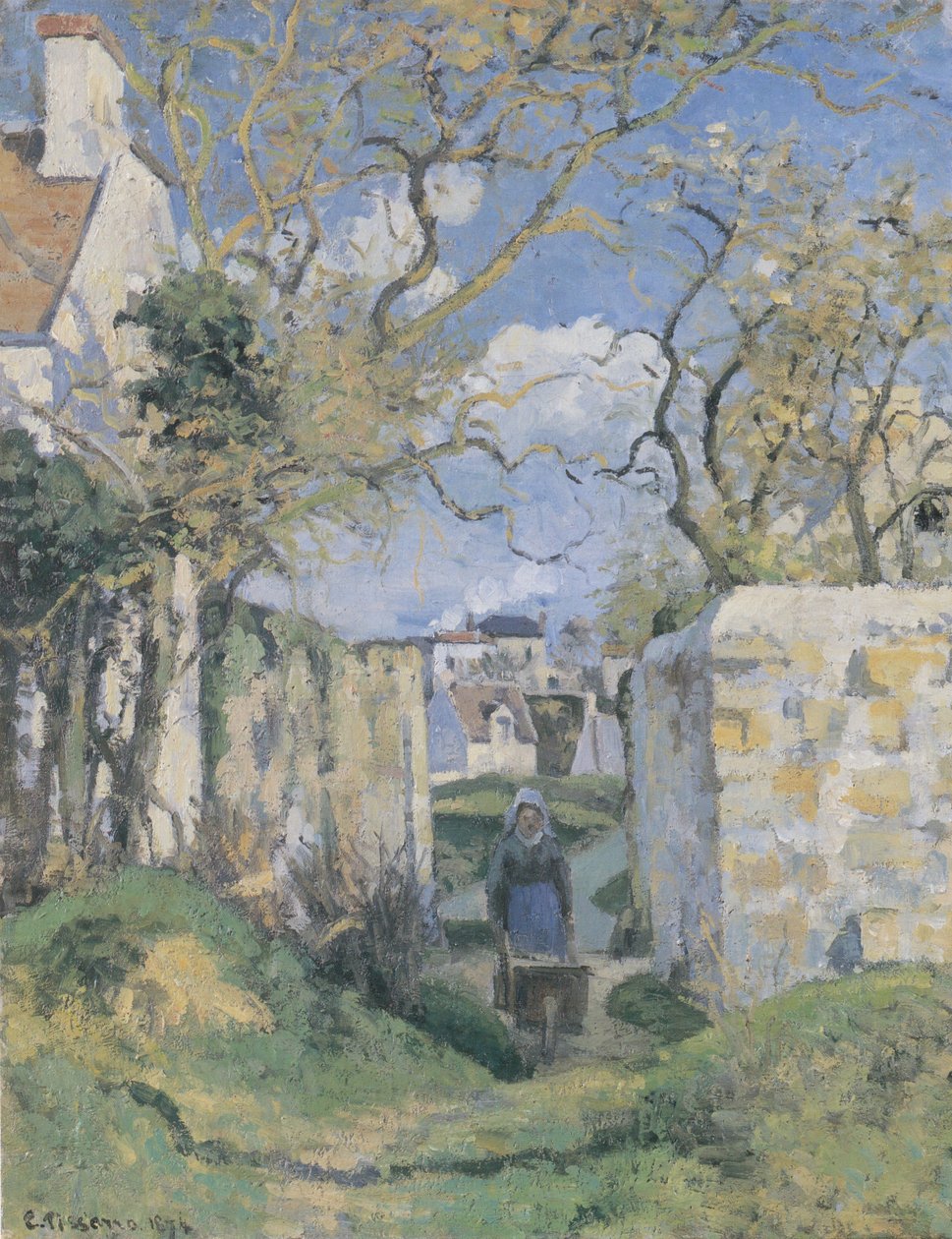 Paysanne poussant une broutte, Maison Roudest, Pontoise tekijältä Camille Jacob Pissarro