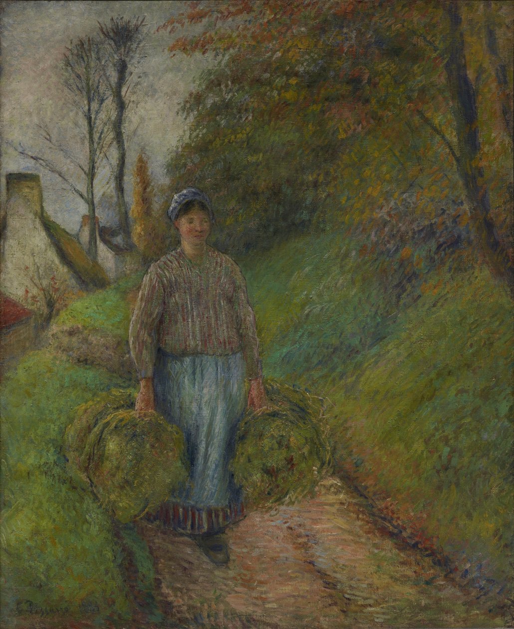 Paysans porteurs de deux balles de foin tekijältä Camille Jacob Pissarro