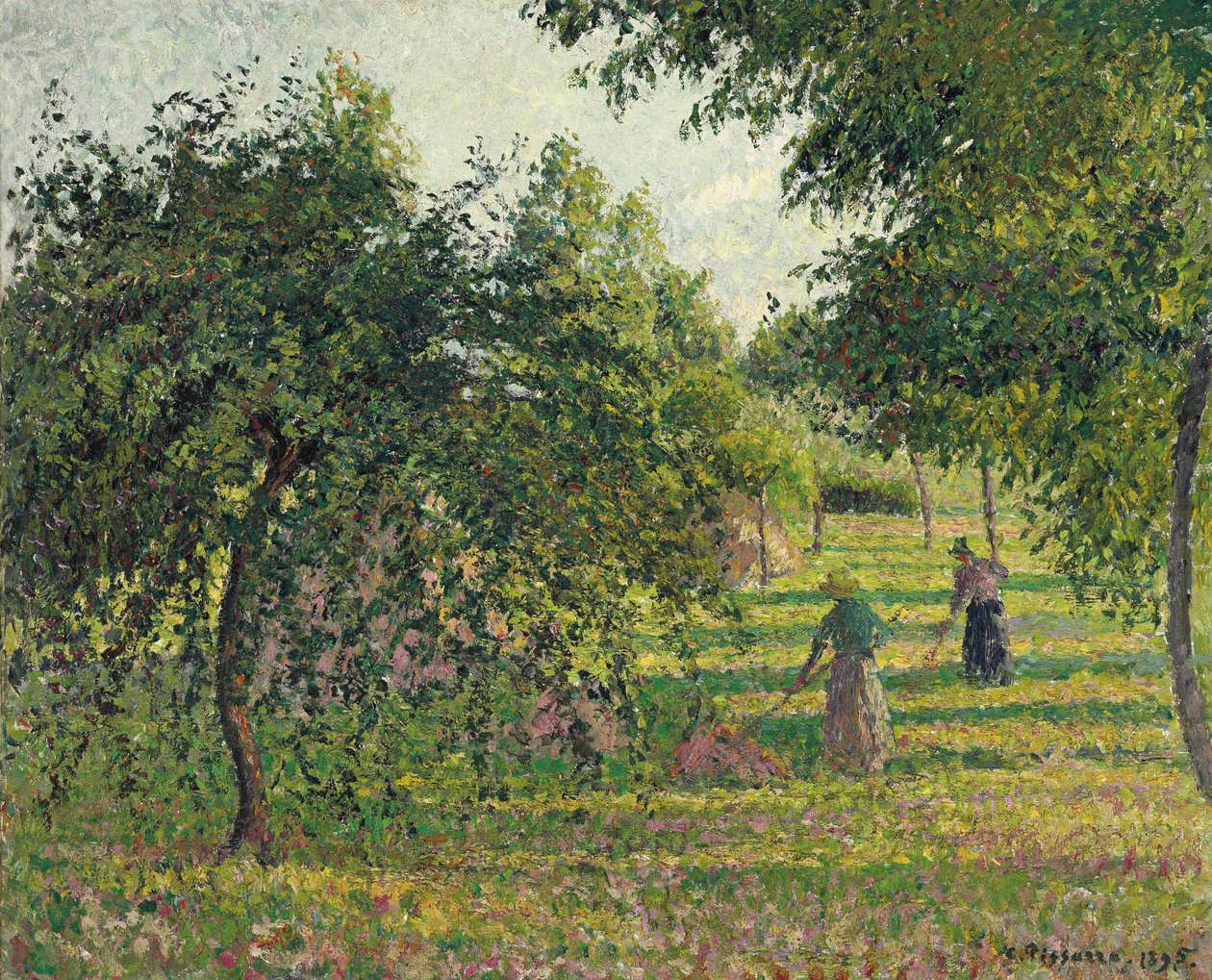 Pommiers et faneuses, Eragny tekijältä Camille Jacob Pissarro