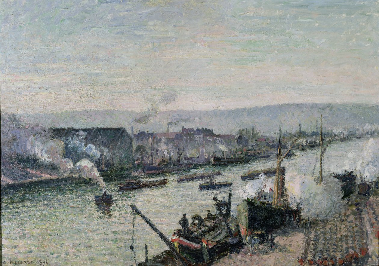 Saint-Severin satama, Rouen, 1896 tekijältä Camille Jacob Pissarro
