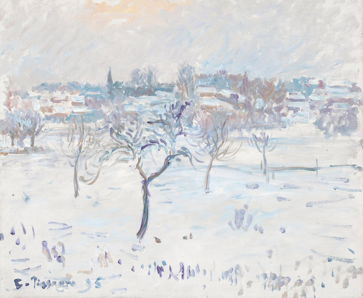 Luminen maisema Eragnyssa omenapuun kanssa, 1895 tekijältä Camille Jacob Pissarro
