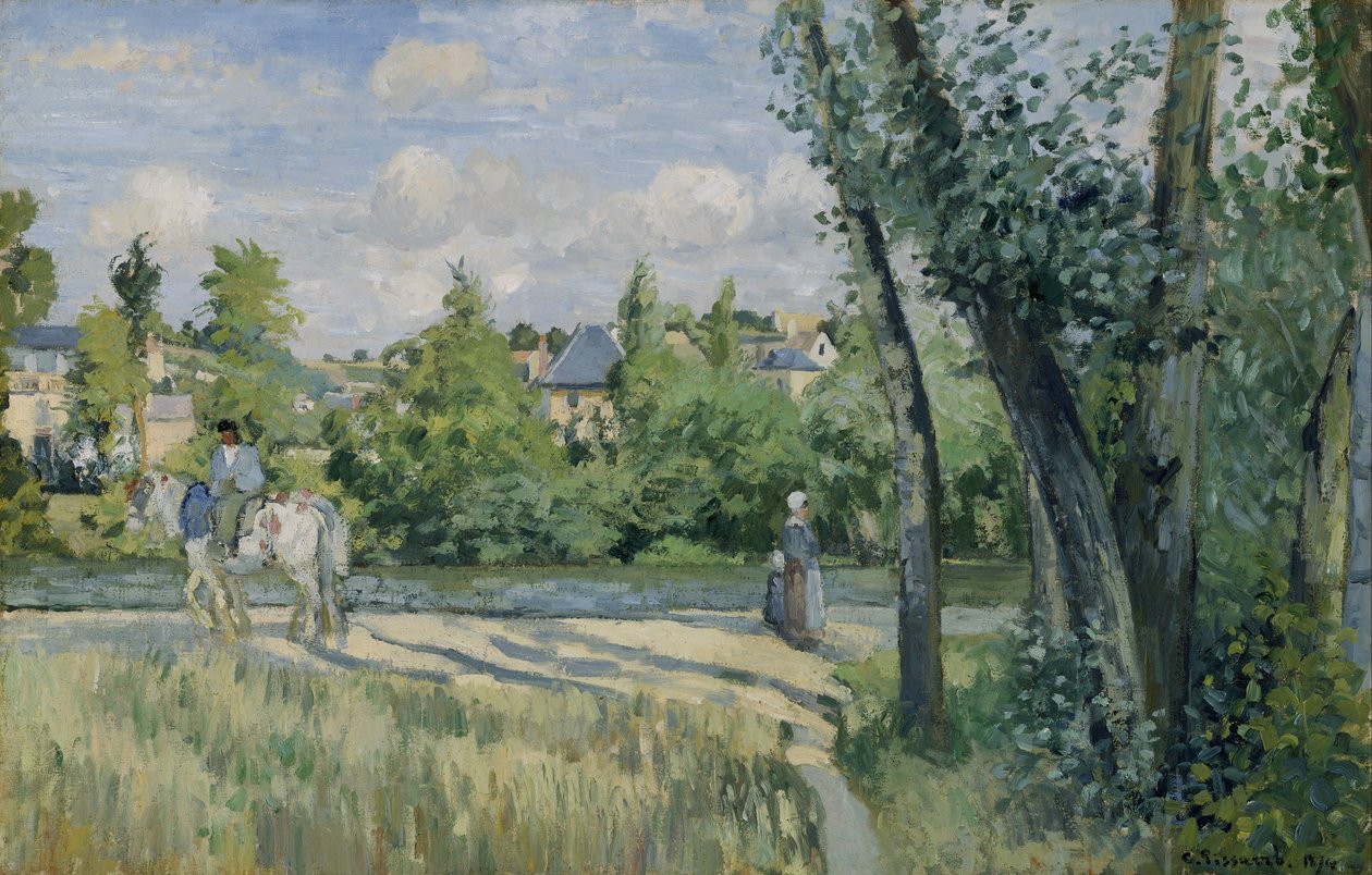 Auringonvalo tiellä, Pontoise tekijältä Camille Jacob Pissarro