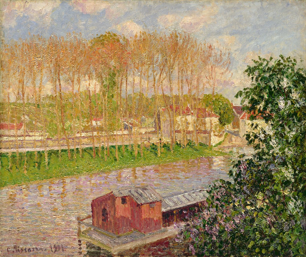 Auringonlasku Moret-sur-Loingissa, 1901 tekijältä Camille Jacob Pissarro