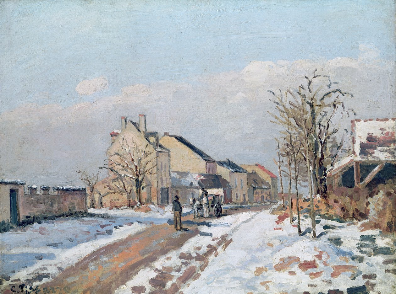 Tie Gisorsista Pontoiseen, Lumiefekti, 1872 tekijältä Camille Jacob Pissarro