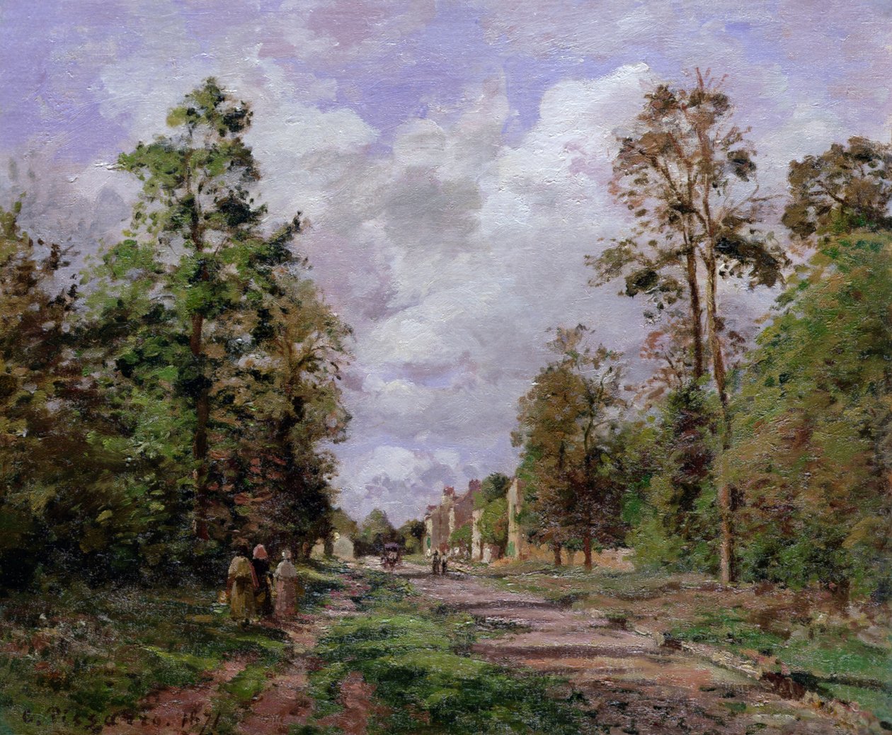 Tie Louveciennesiin metsän reunalla, 1871 tekijältä Camille Jacob Pissarro