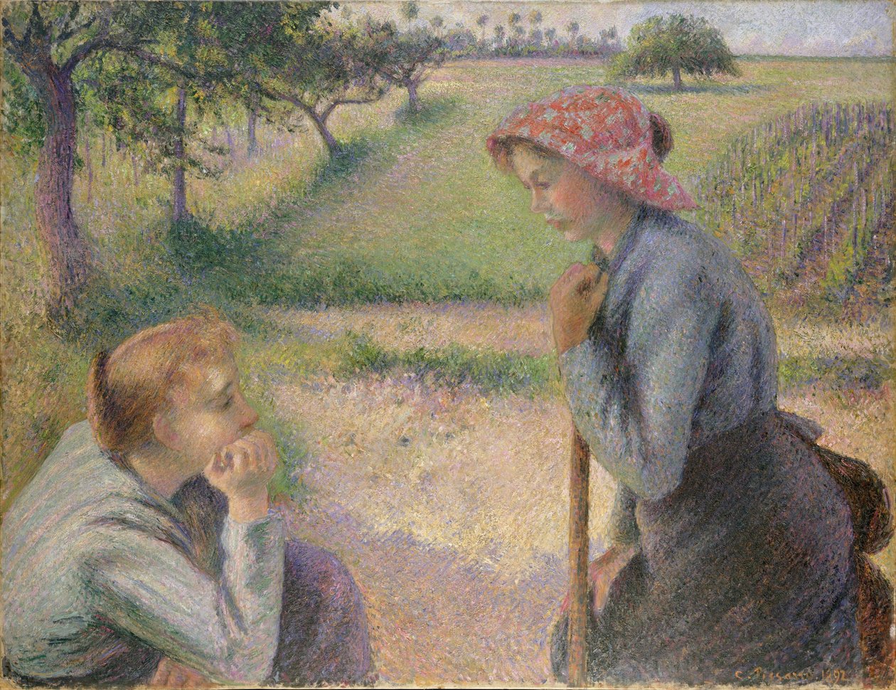 Kaksi nuorta talonpoikaista naista tekijältä Camille Jacob Pissarro
