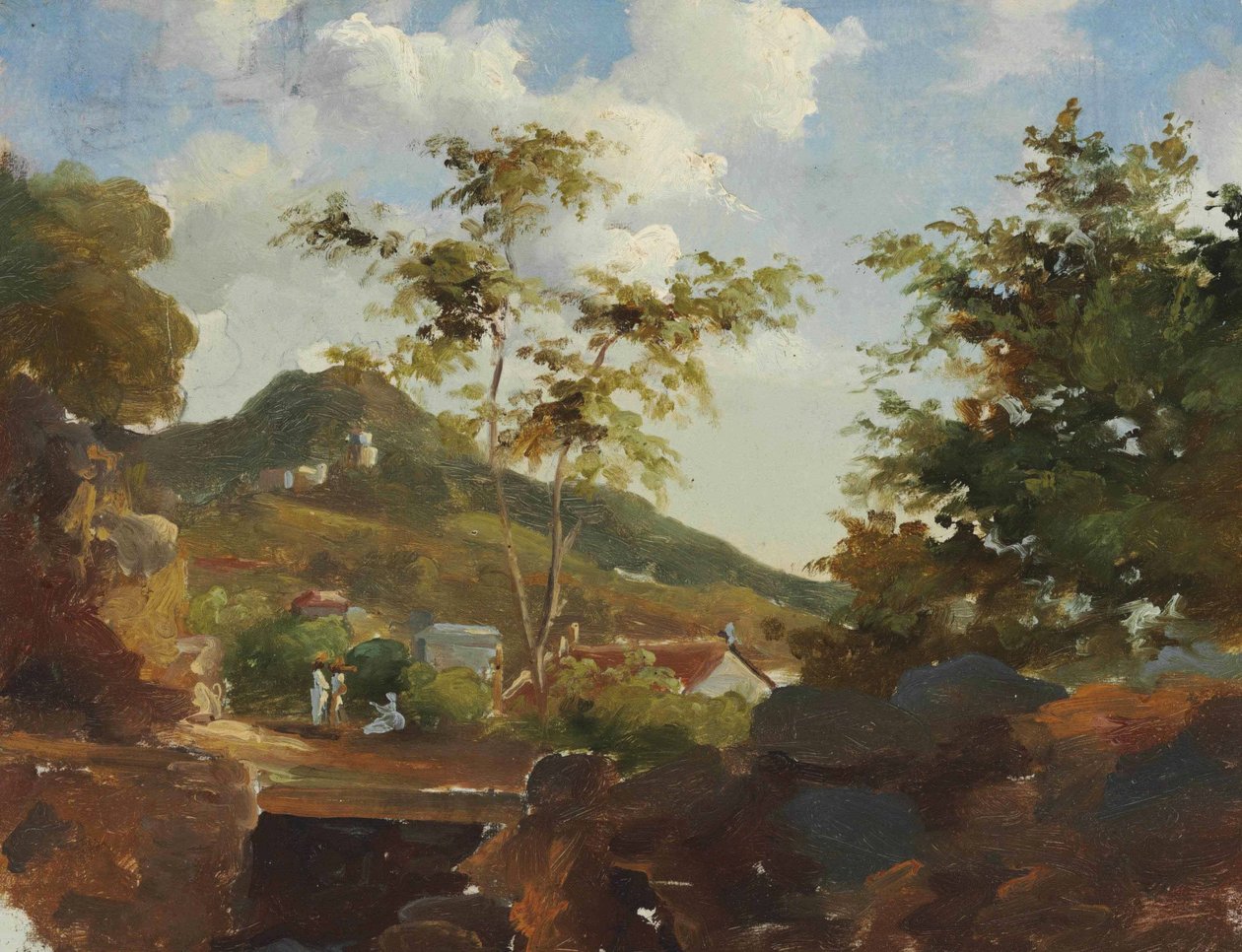 Village au pied dyyni tekijältä Camille Jacob Pissarro