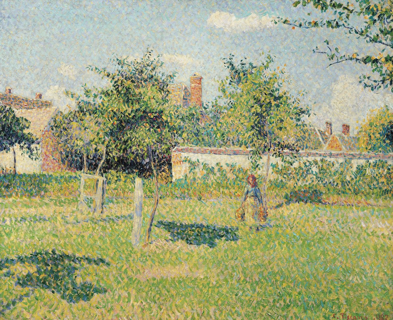 Nainen niityllä Eragnyssa, kevät, 1887 tekijältä Camille Jacob Pissarro