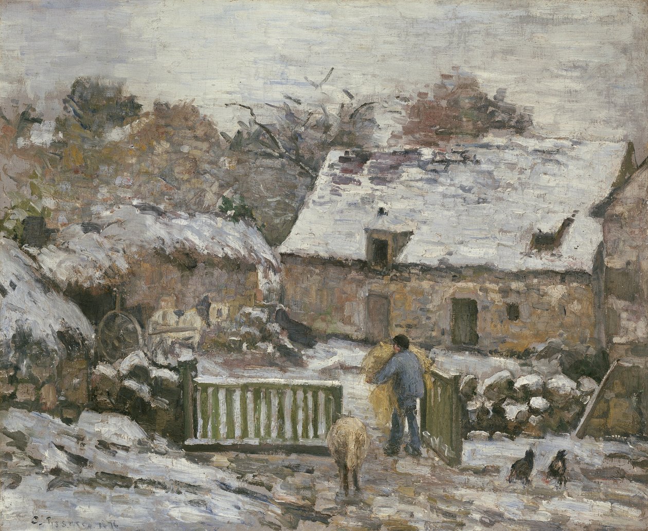 Maatila Montfoucaultssa: Lumen vaikutus, 1876 tekijältä Camille Jacob Pissarro