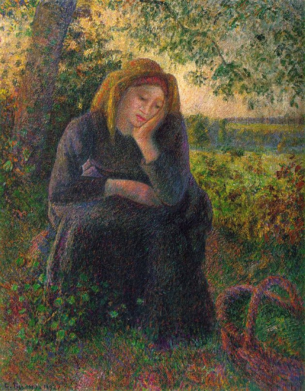 Mietiskelevä talonpoikaistyttö, 1892 tekijältä Camille Jacob Pissarro