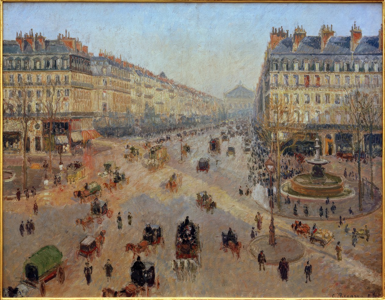 Avenue de l’Opéra, soleil, matinée dhiver tekijältä Camille Jacob Pissarro