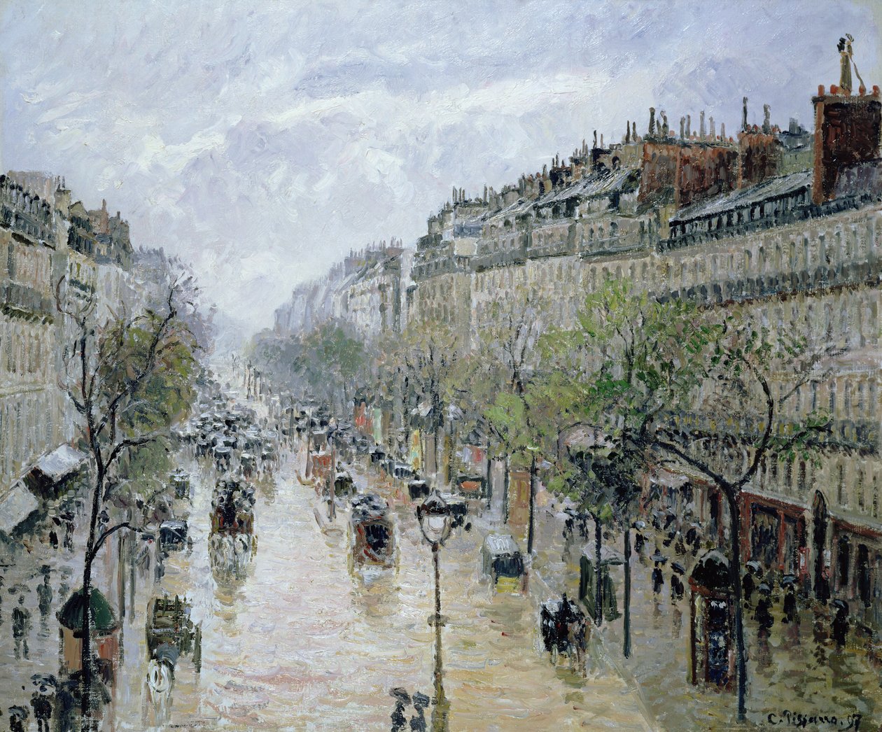 Boulevard Montmartre, 1897 tekijältä Camille Jacob Pissarro