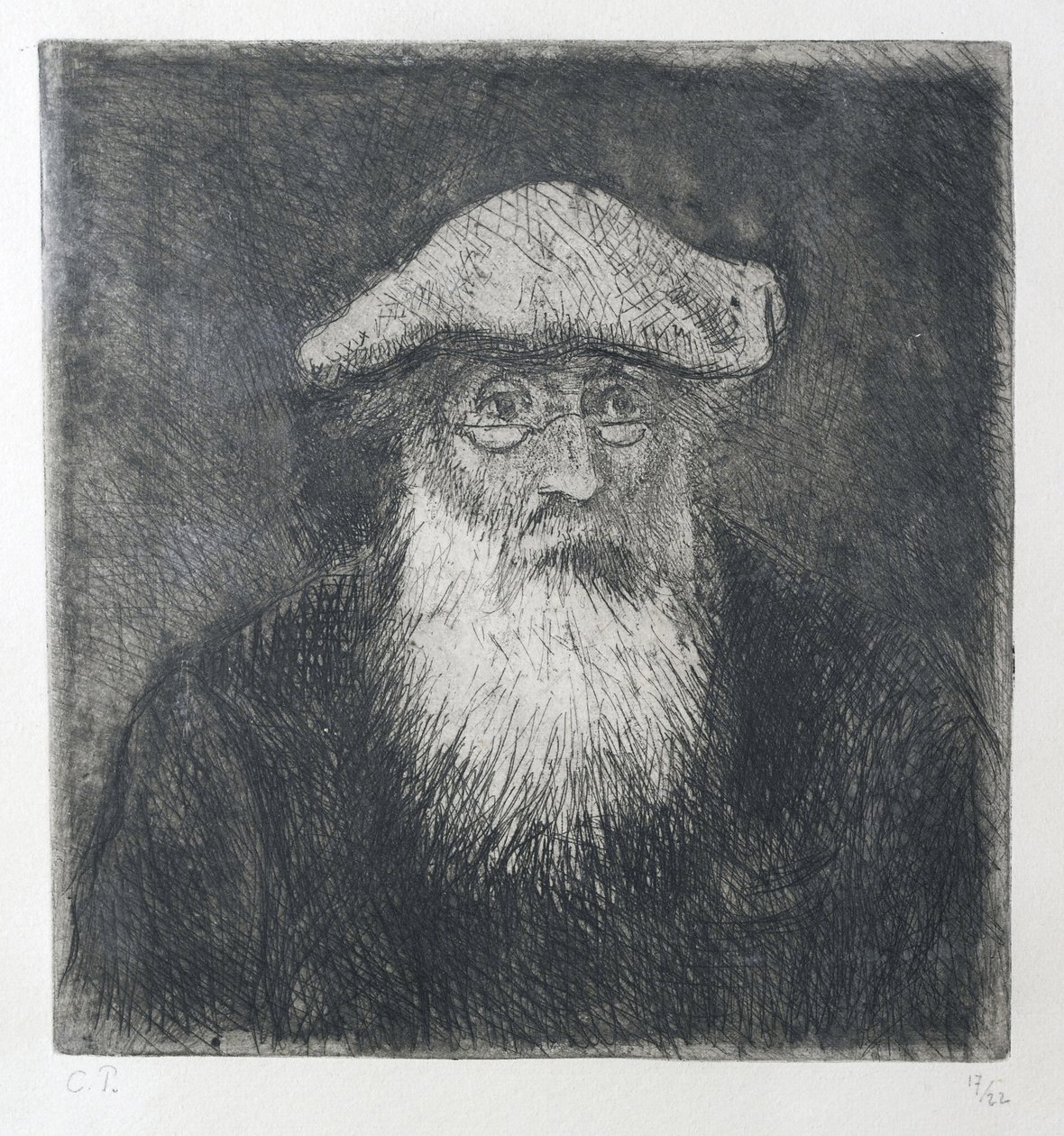Camille Pissarro, yksin, n. 1890 (etsaus ja akvatinta sinkillä) tekijältä Camille Jacob Pissarro