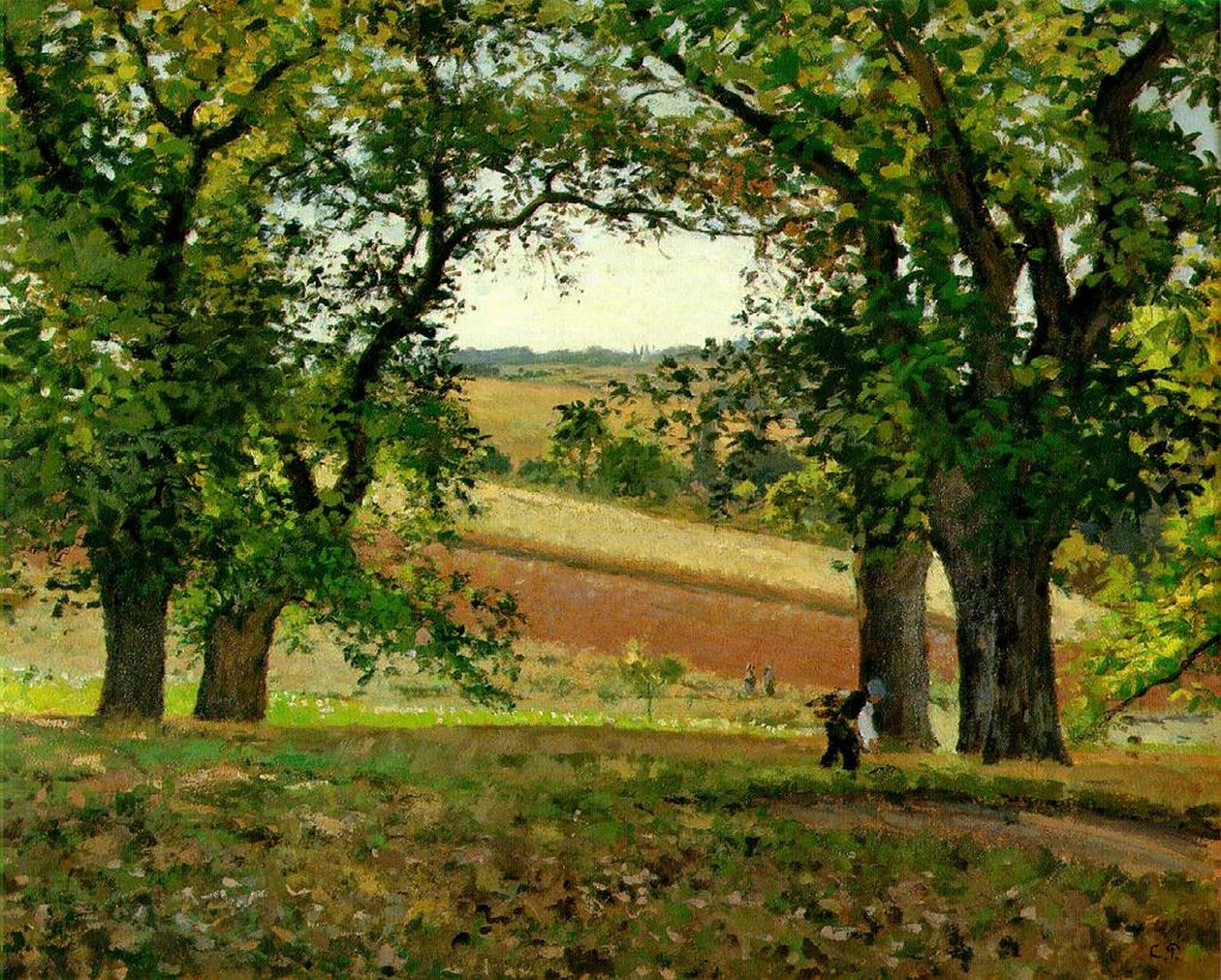 Kastanjapuut Osnyssa, n. 1873 tekijältä Camille Jacob Pissarro