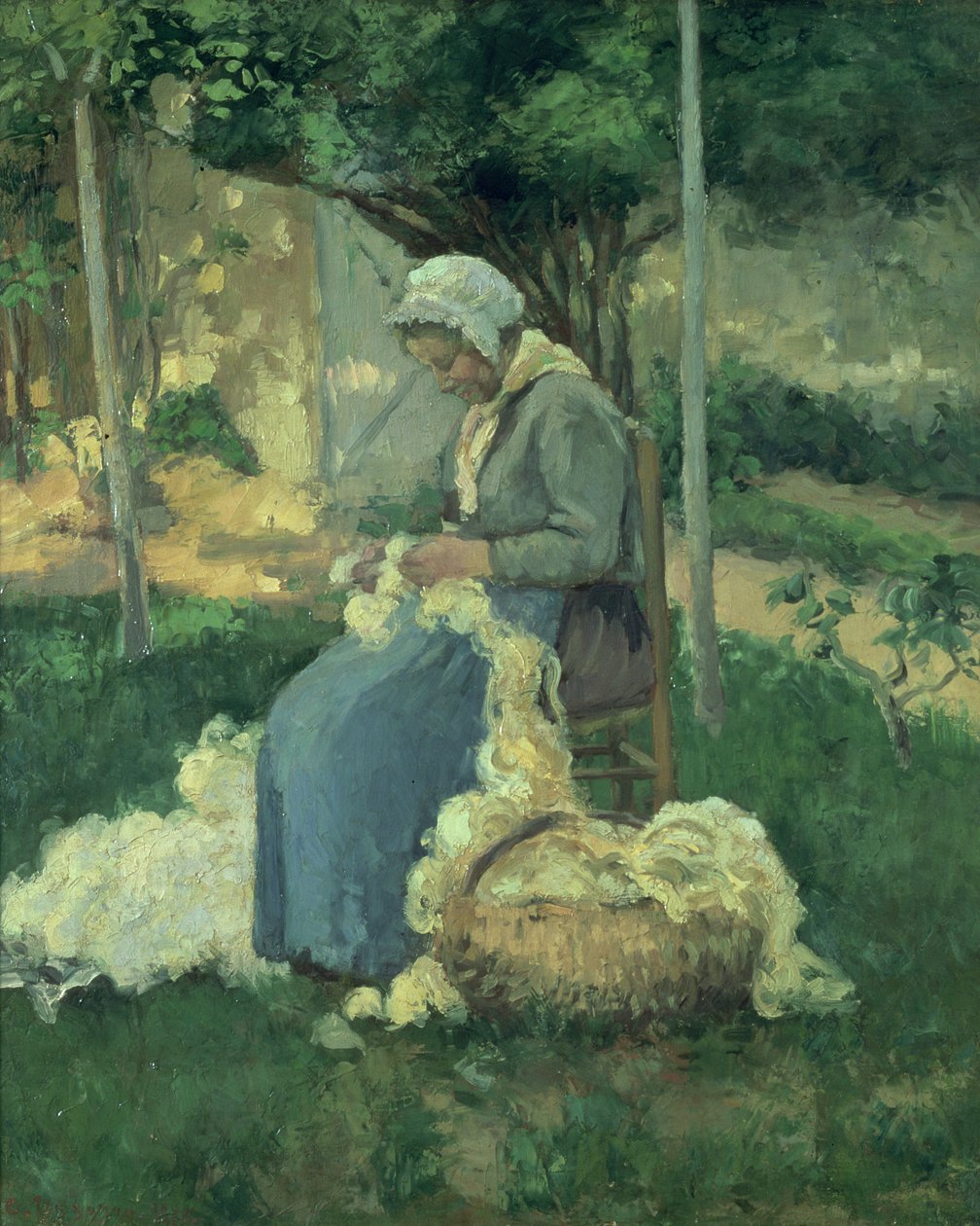 Naistalonpoika karstausvillaa, 1875 tekijältä Camille Jacob Pissarro