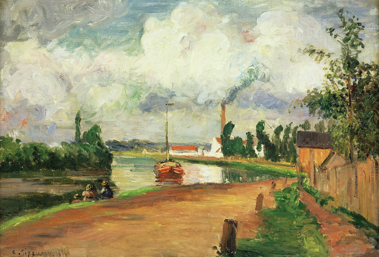 Kalastajat Oisen rannoilla, 1876 tekijältä Camille Jacob Pissarro