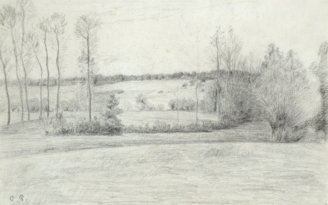 Maisema puiden kanssa, 1895-1900 tekijältä Camille Jacob Pissarro