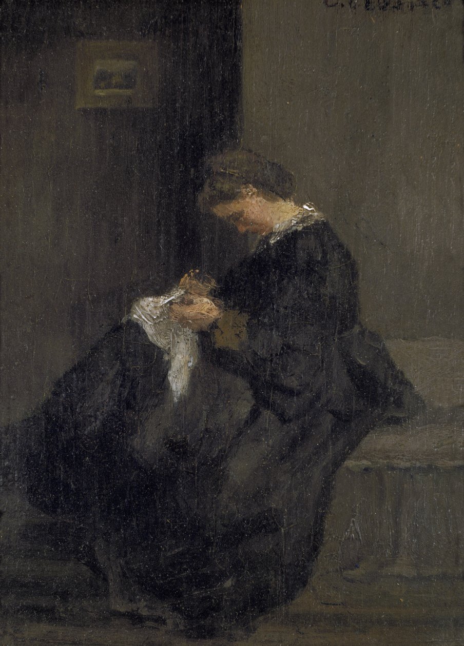 Madame Pissarro Ompelu, 1800-luku tekijältä Camille Jacob Pissarro