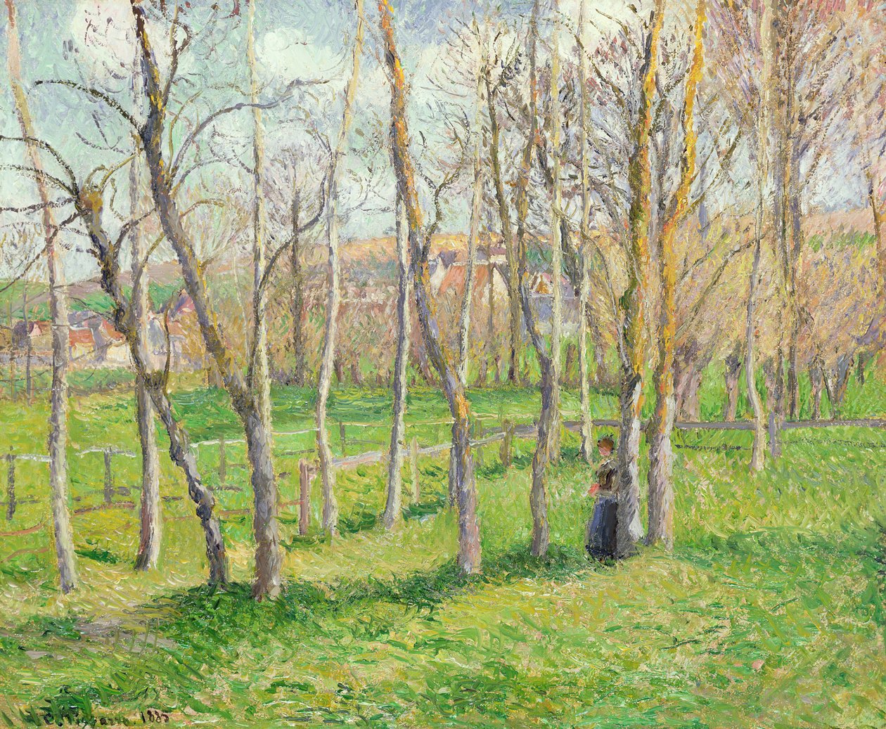 Niitty Bazincourtissa, 1885 tekijältä Camille Jacob Pissarro