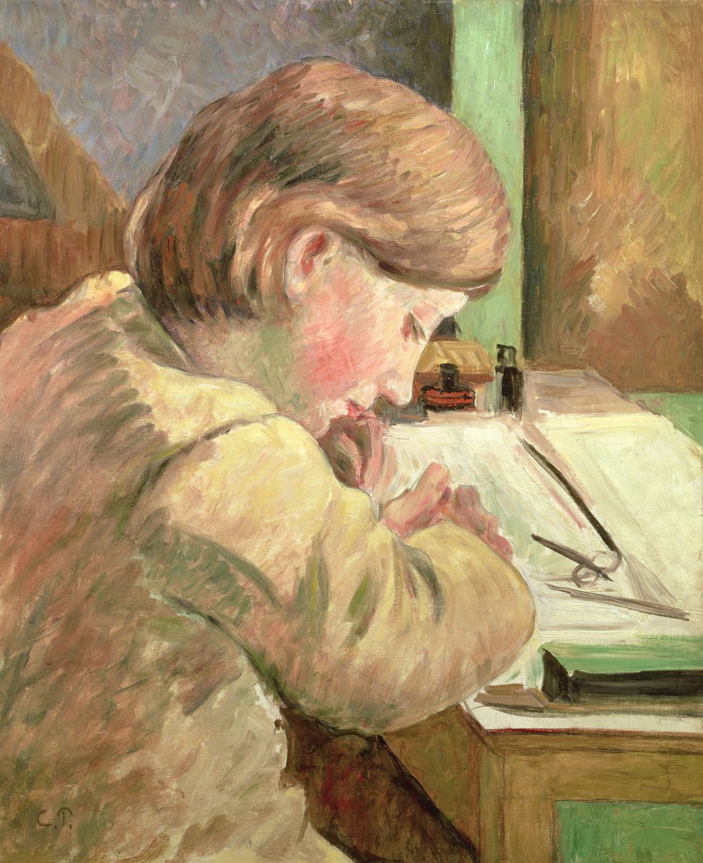 Paul Writing, noin 1894 tekijältä Camille Jacob Pissarro