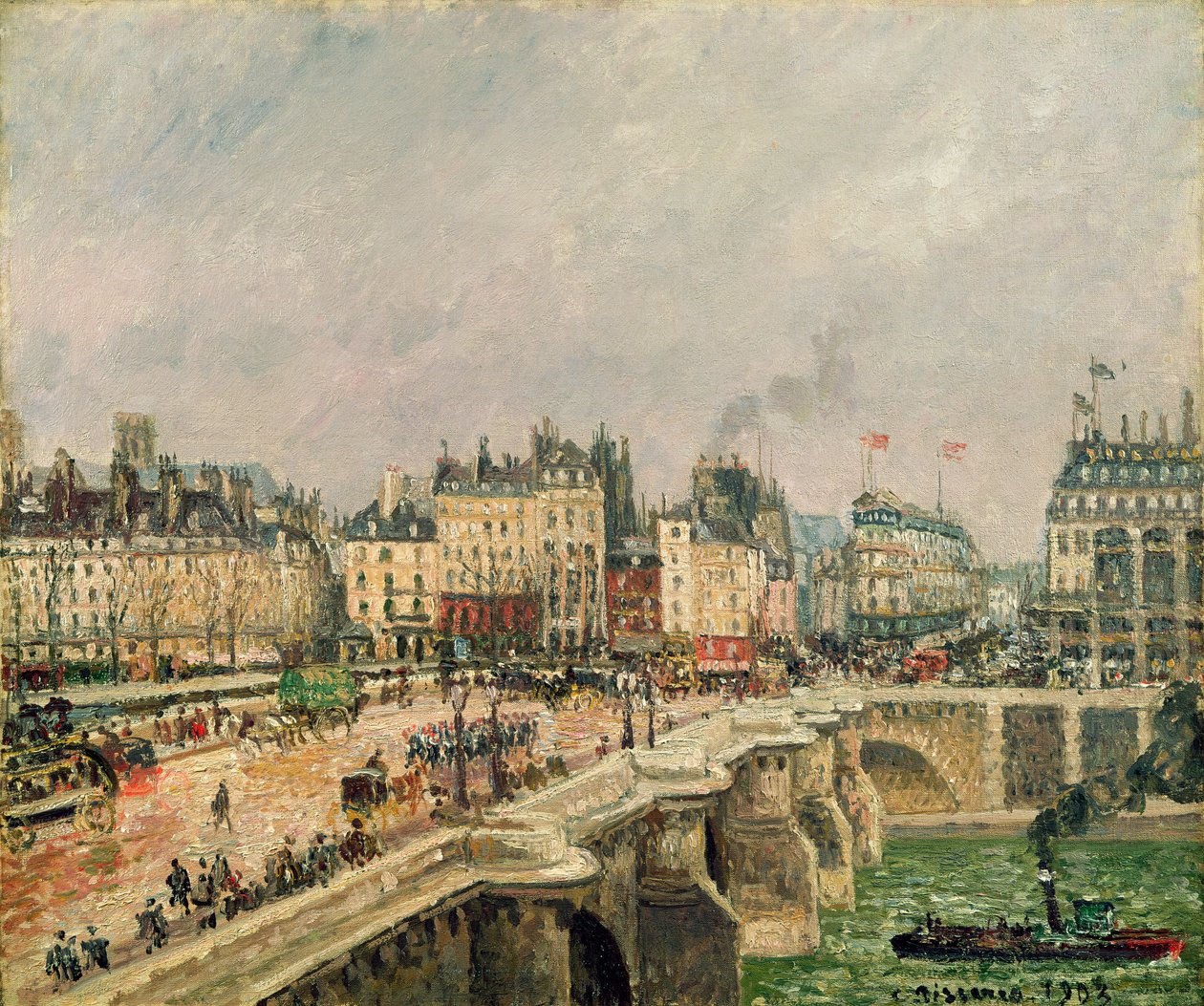 Pont Neuf, sateen vaikutus, 1903 tekijältä Camille Jacob Pissarro