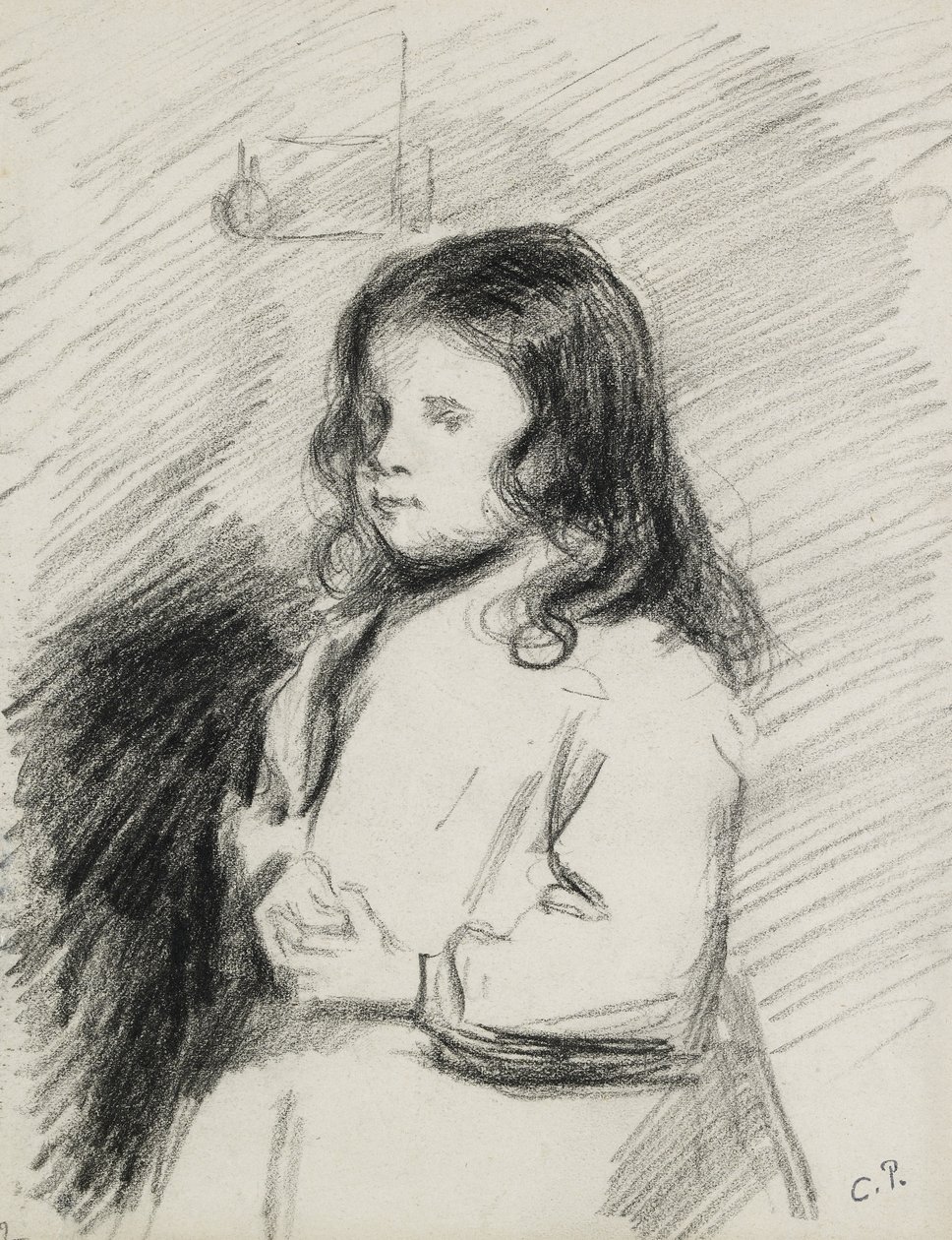 Ludovic-Rodo Pissarron (1878-1952) muotokuva, n. 1883 - 1884 (musta liitu) tekijältä Camille Jacob Pissarro