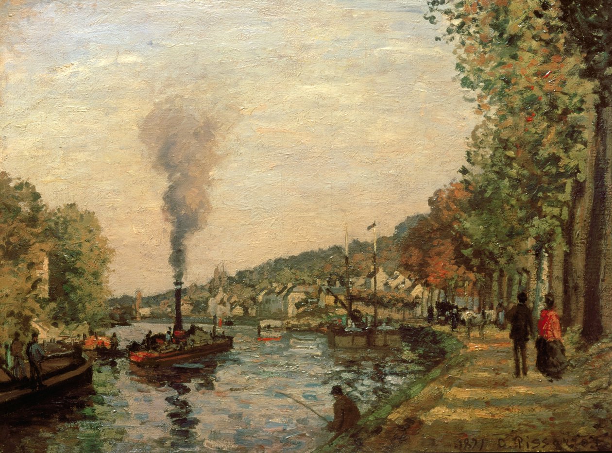 Jokikohtaus, 1871 tekijältä Camille Jacob Pissarro