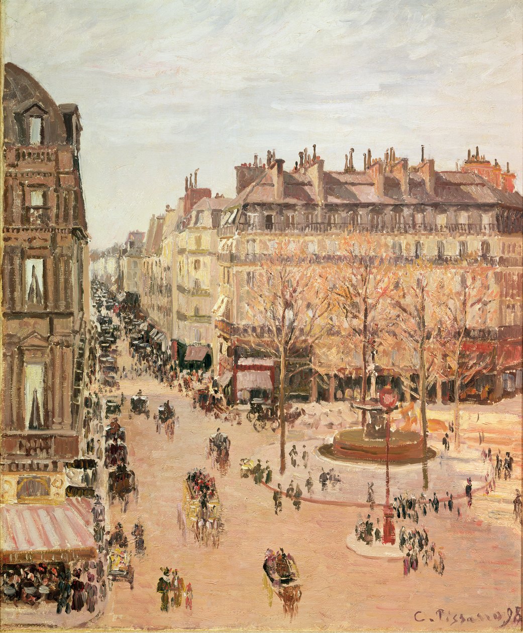 Rue Saint-Honore, aurinkoefekti, iltapäivä, 1898 tekijältä Camille Jacob Pissarro