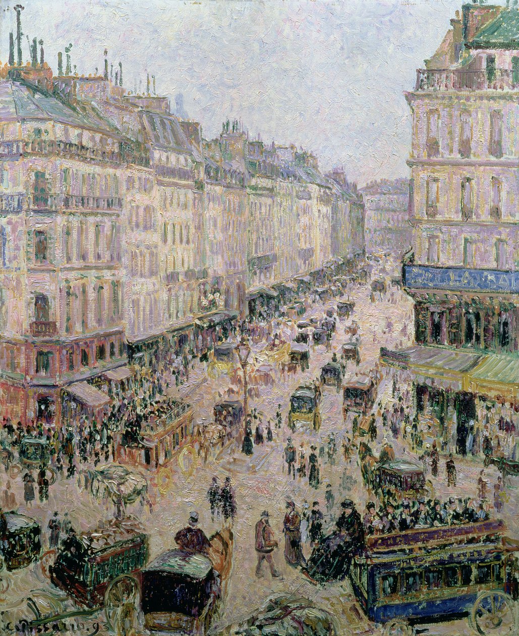 Rue Saint-Lazare, Pariisi, kirkas sää, 1893 tekijältä Camille Jacob Pissarro