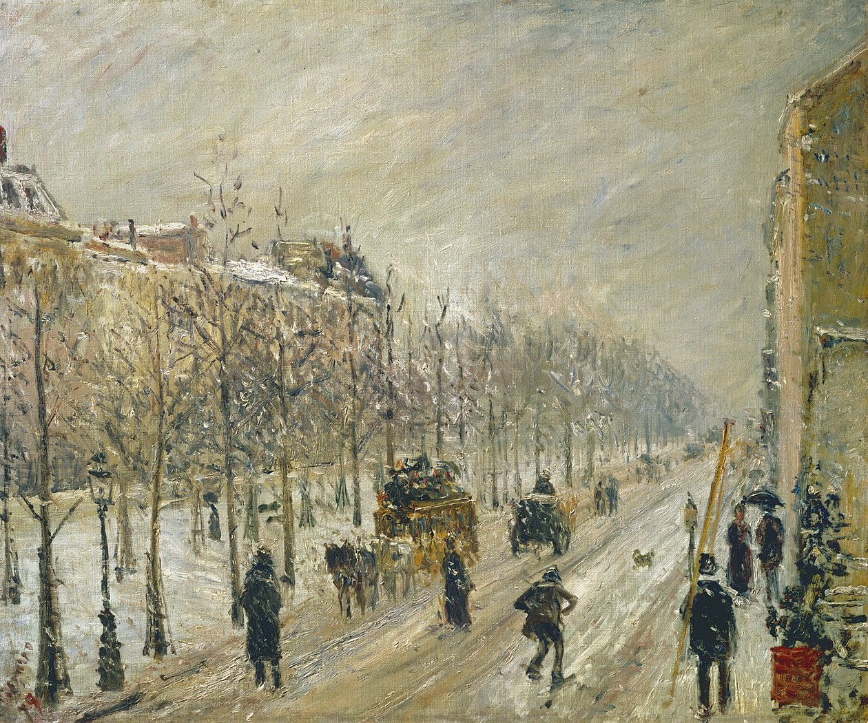 Bulevardit lumen alla, 1879 tekijältä Camille Jacob Pissarro