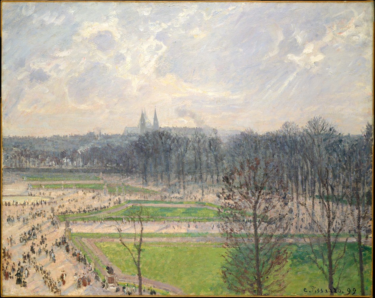 Tuileriesin puutarha talvi -iltapäivänä tekijältä Camille Jacob Pissarro