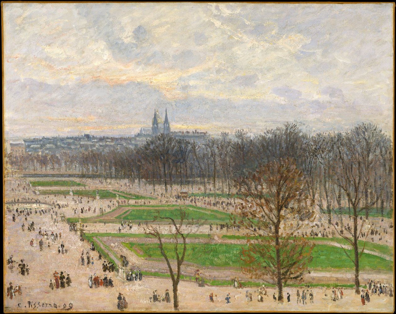 Tuileriesin puutarha talvi -iltapäivänä tekijältä Camille Jacob Pissarro
