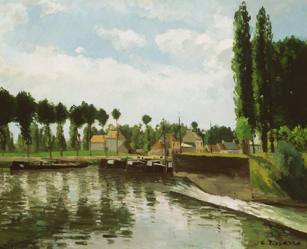 Pontoisen lukko, 1869-70 tekijältä Camille Jacob Pissarro