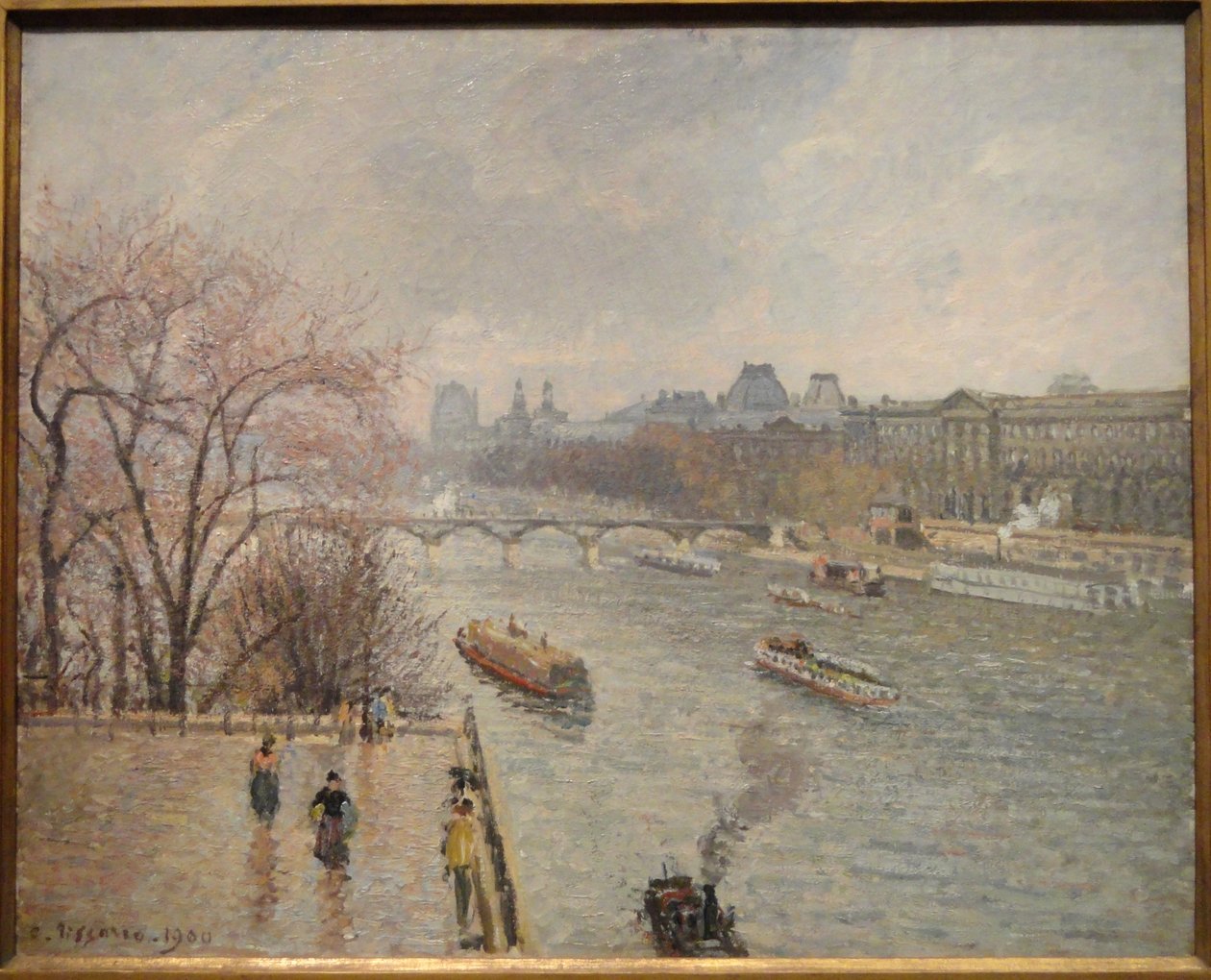 Louvre, iltapäivä, sateinen ensimmäinen sarja tekijältä Camille Jacob Pissarro
