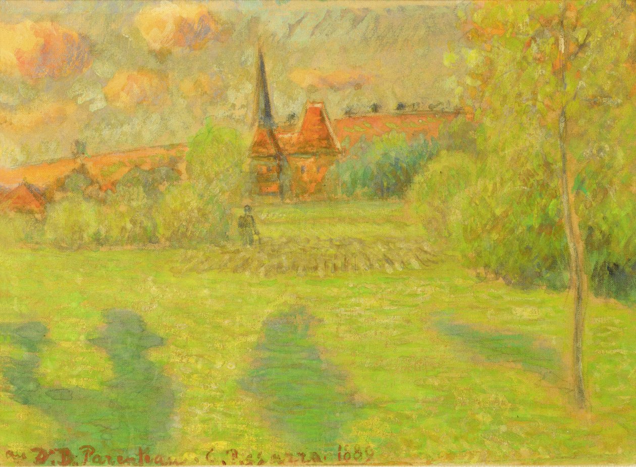Paimen ja Eragnyn kirkko, 1889 tekijältä Camille Jacob Pissarro