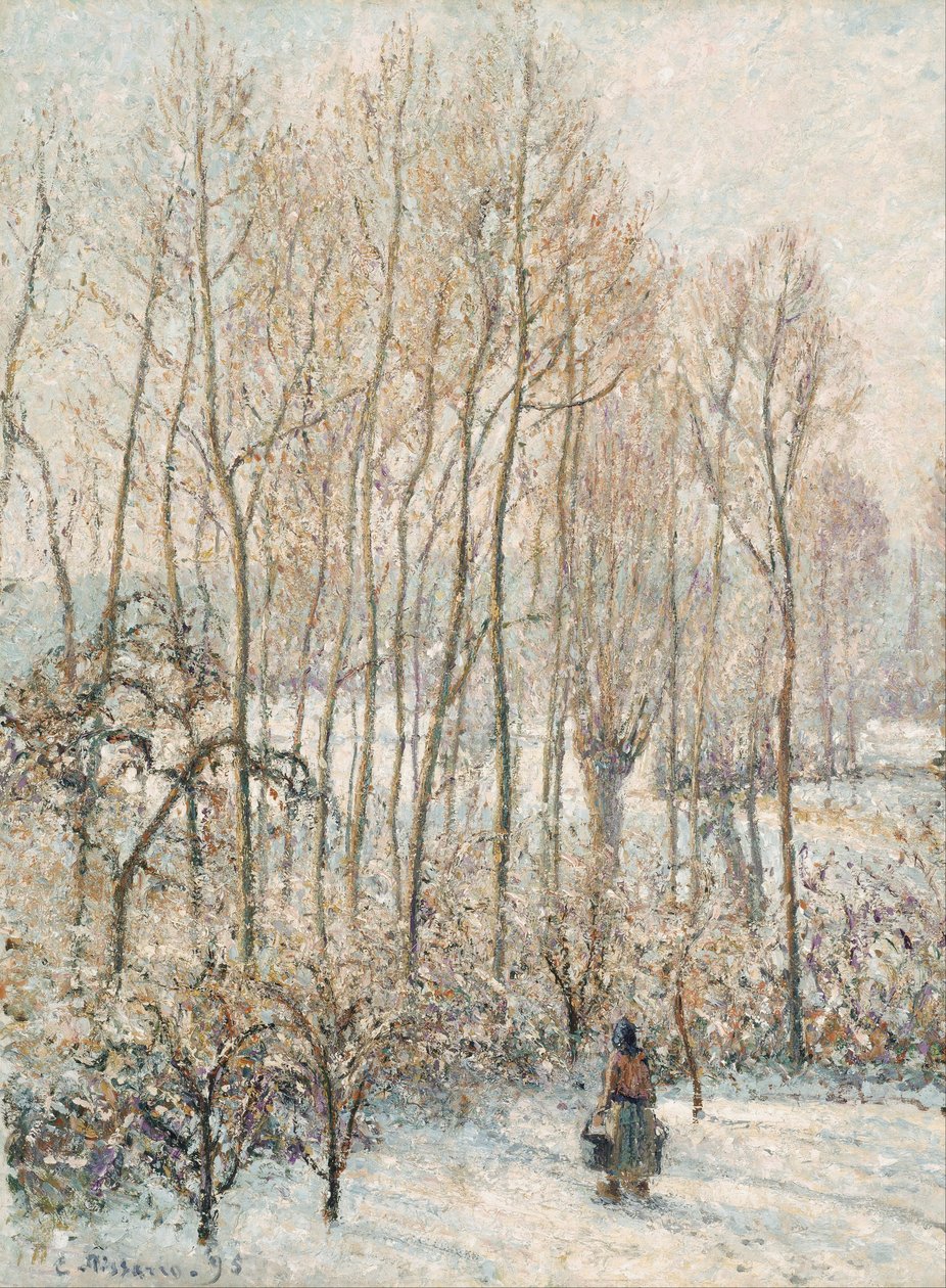 Aamun auringonvalo lumella, Eragny-sur-Epte tekijältä Camille Jacob Pissarro