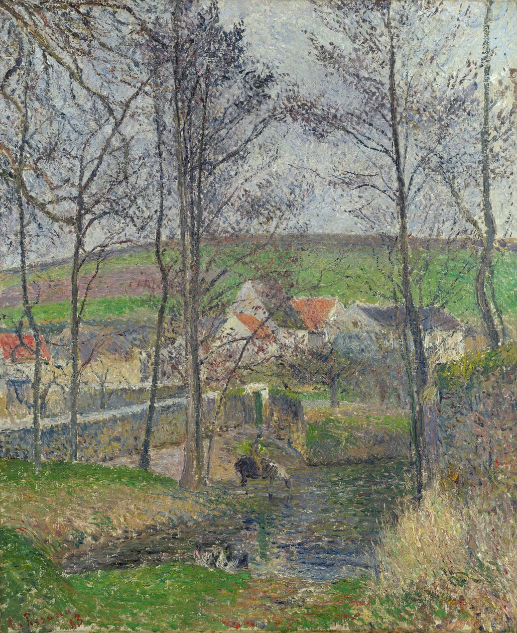 Viosnen rannat Osnyssä harmaalla säällä, talvella tekijältä Camille Jacob Pissarro