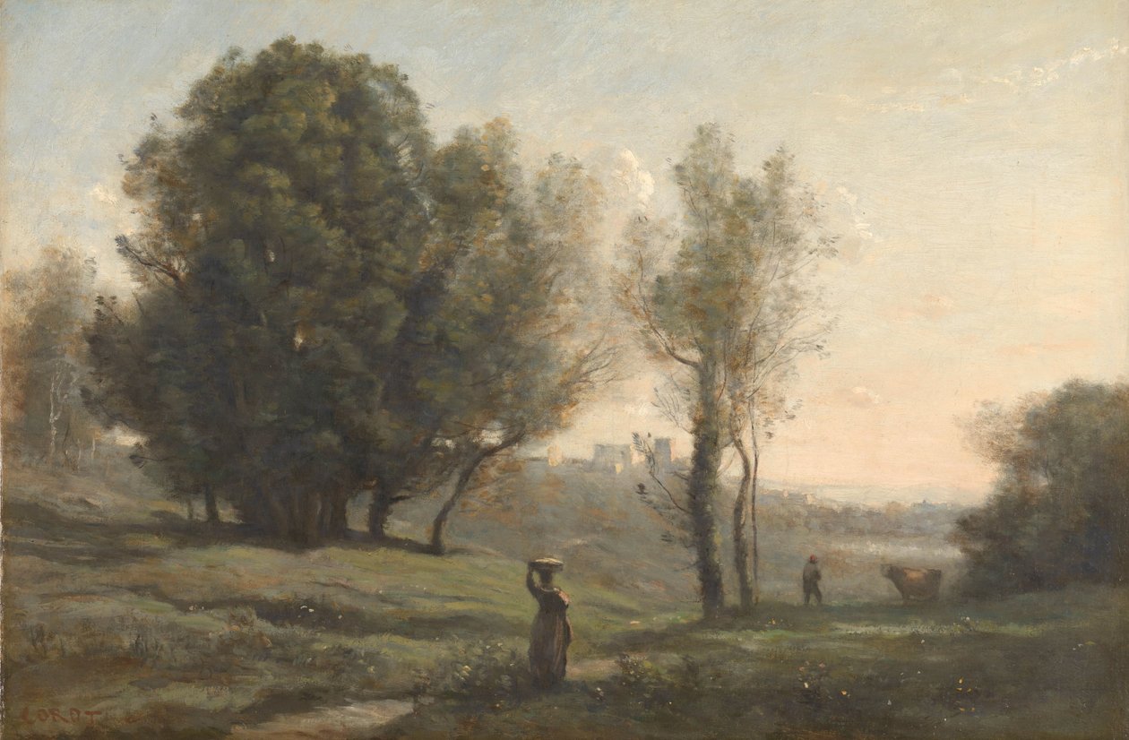 Maisema Les Landesin matkamuisto tekijältä Camille Corot