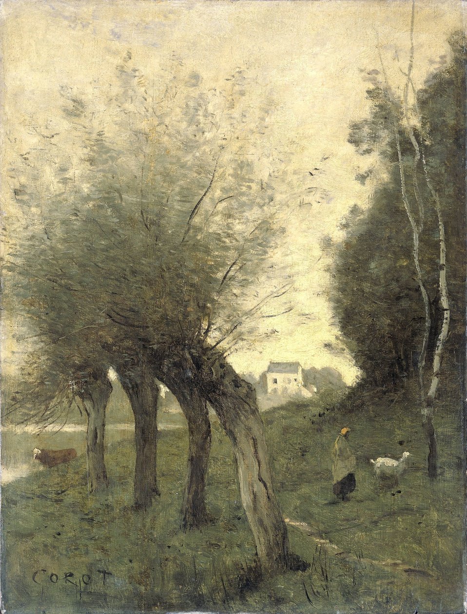Maisema Pollard Willowsin kanssa tekijältä Camille Corot
