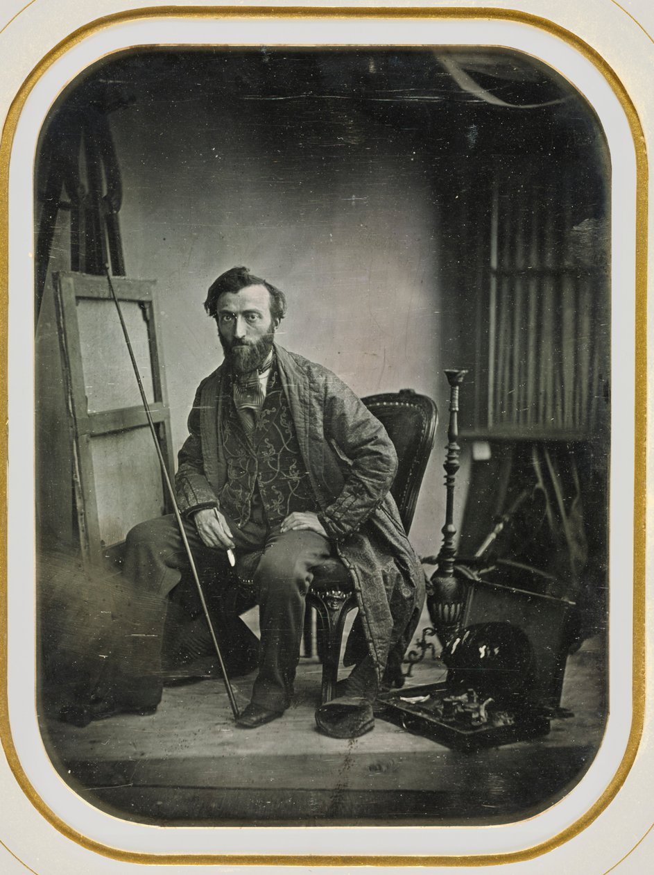 Omakuva maalausstudiossa, c. 1843. tekijältä Camille Dolard
