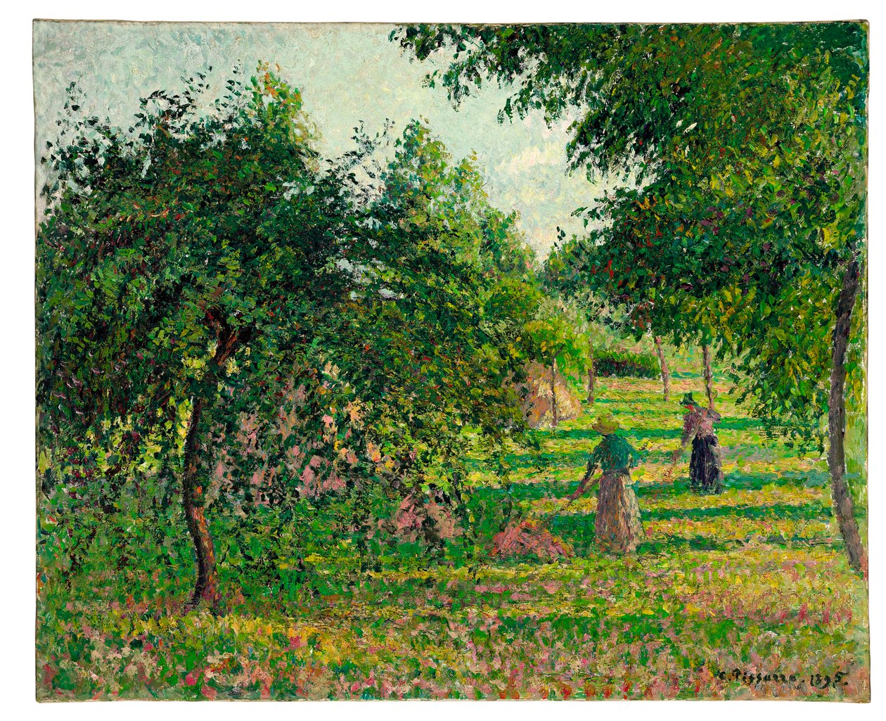 Omenapuut ja heinäkoneet Eragnyssa, 1895 tekijältä Camille Jacob Pissarro
