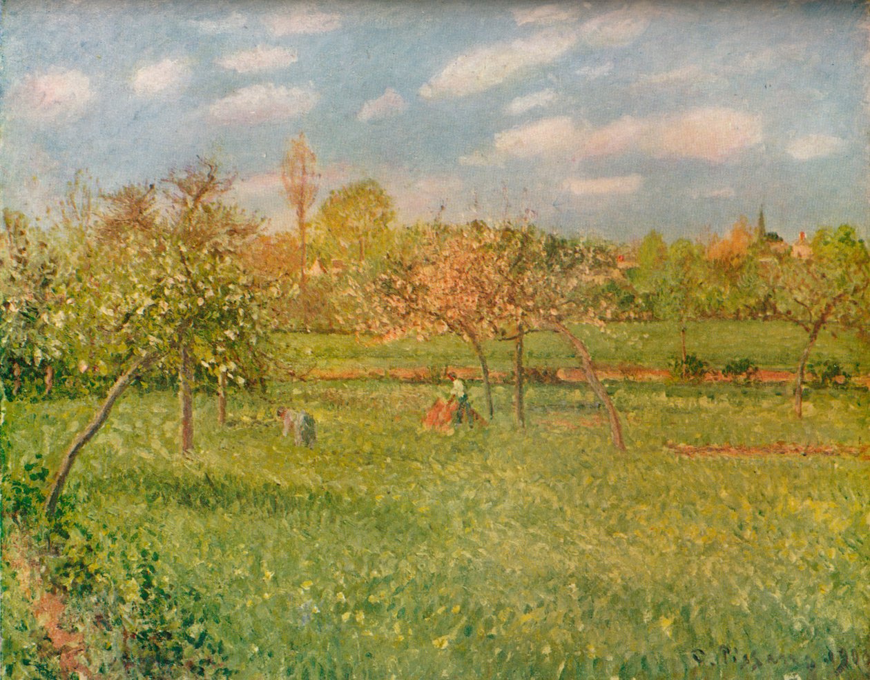Apple Trees at Eragny, Morning Sunshine, c1896 tekijältä Camille Jacob Pissarro
