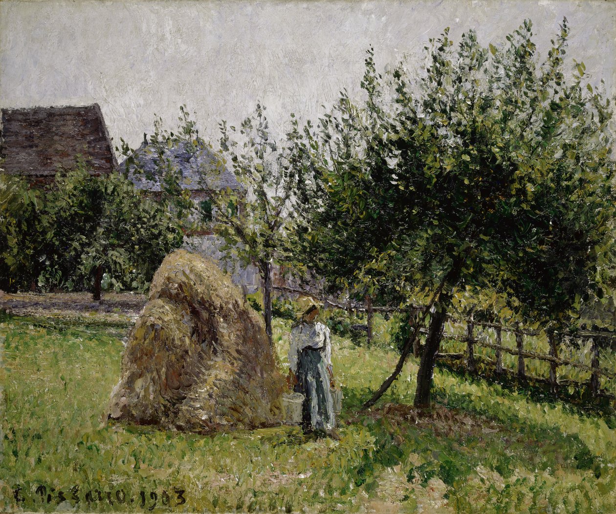 Omenapuut Eragnyssa, aurinkoinen aamu, 1903 tekijältä Camille Jacob Pissarro